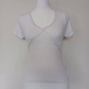 basic white ribbed lace crop top